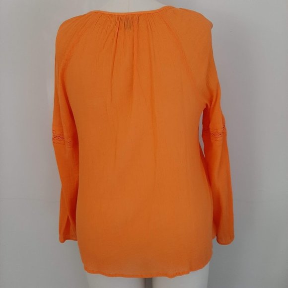Lane Bryant Gauze/Crochet Orange Top14/16 - Picture 4 of 9